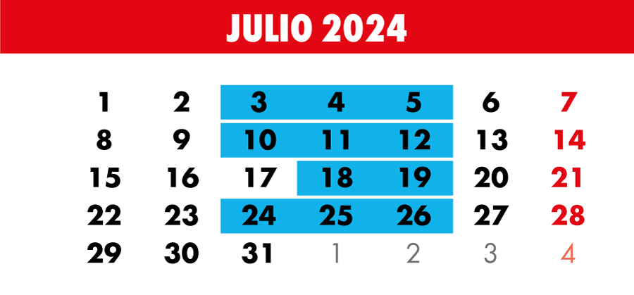 Calendario Semanas Profesionales Würth Abril