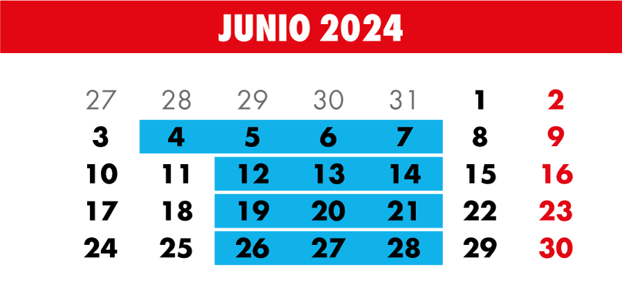 Calendario Semanas Profesionales Würth Marzo